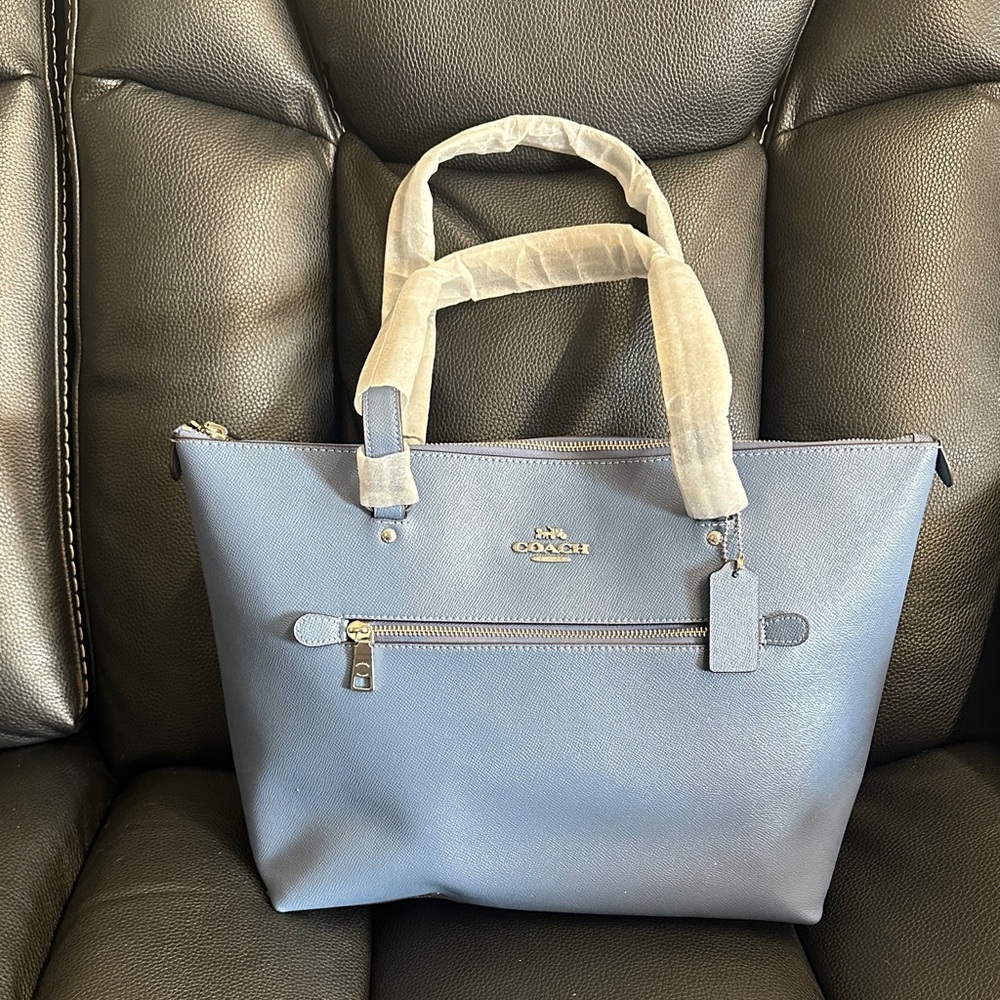 Coach Light Blue Leather Tote